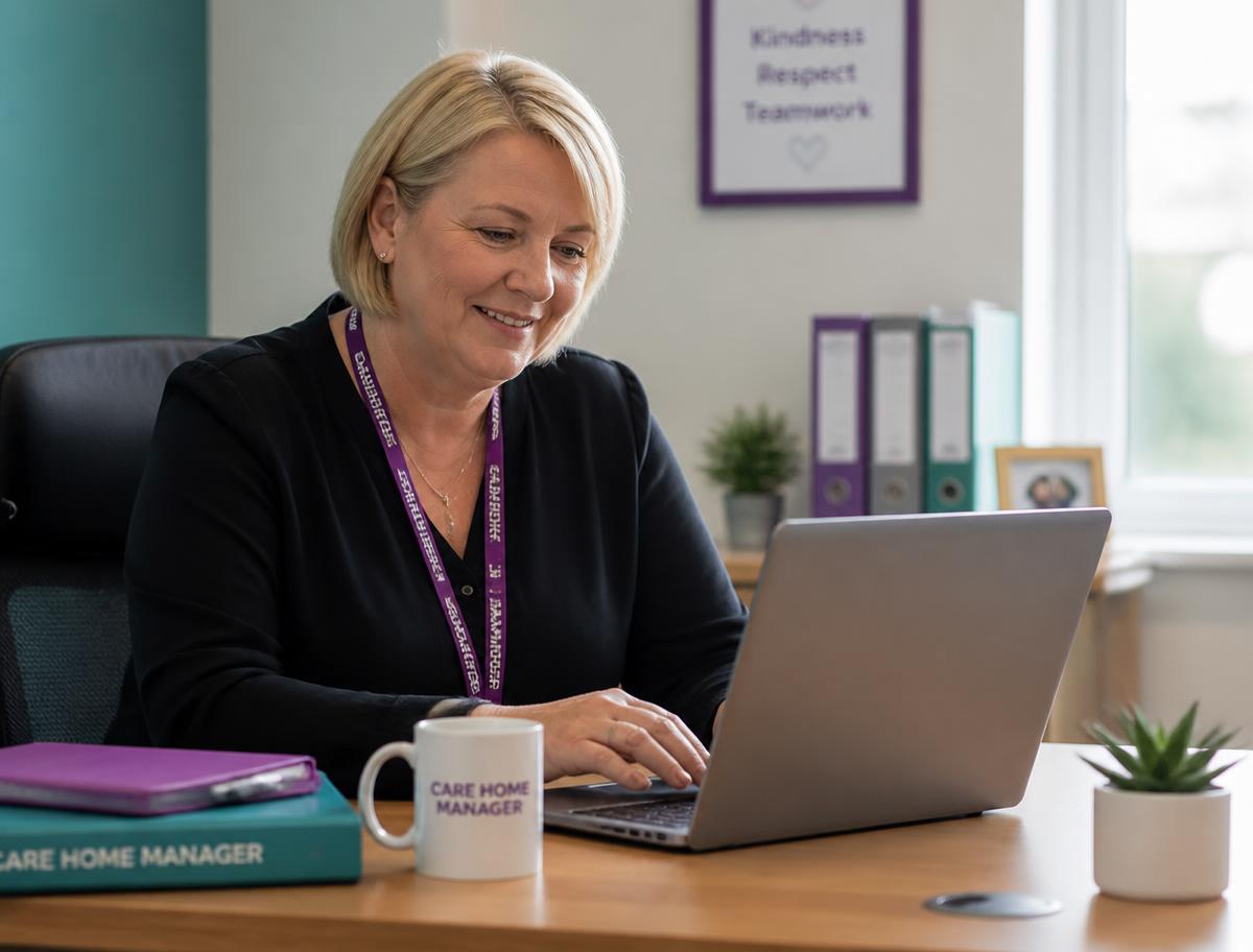 Care manager reviewing a rota on a laptop